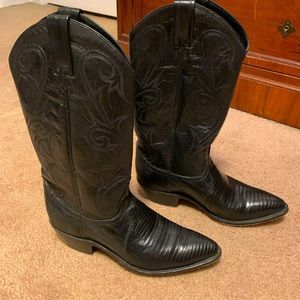 Dan Post Women’s Black Leather Lizard Cowboy Boots